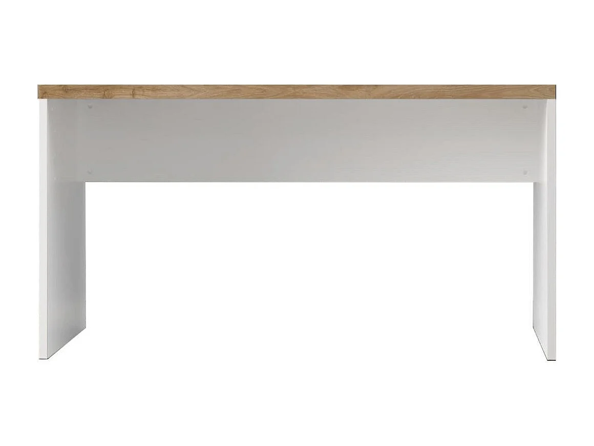 Bureau 138cm blanc laqué brillant plateau aspect bois finition Cadiz - GENIUS
