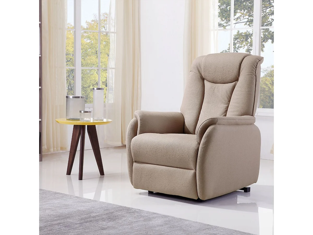 Fauteuil relax releveur tissu polyester imitation cuir taupe - PANAME