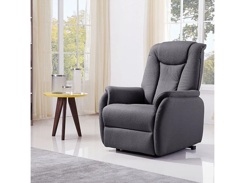 Fauteuil relax releveur tissu polyester imitation cuir gris foncé - PANAME