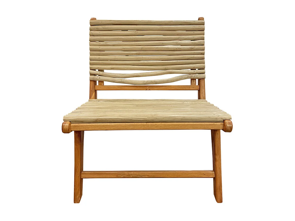 Fauteuil lounge en bois de teck et branches de bois flotté - MARIANO