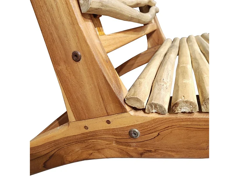 Fauteuil lounge en bois de teck et branches de bois flotté - MARIANO