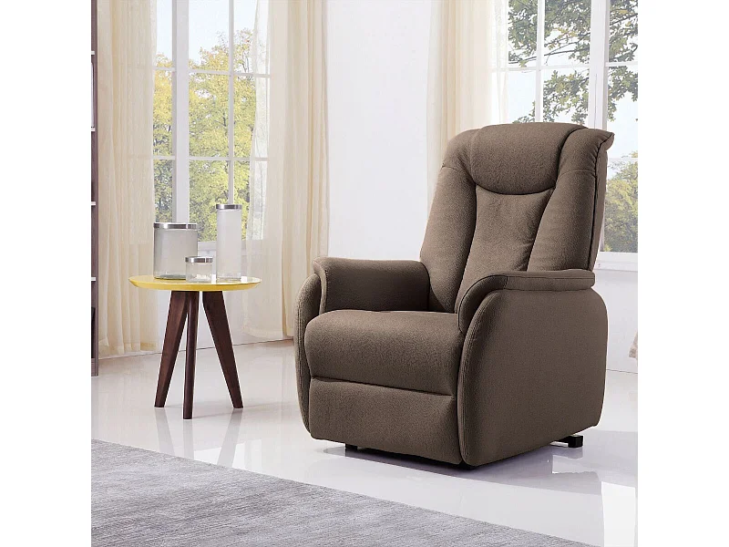 Fauteuil relax releveur tissu polyester imitation cuir brun - PANAME