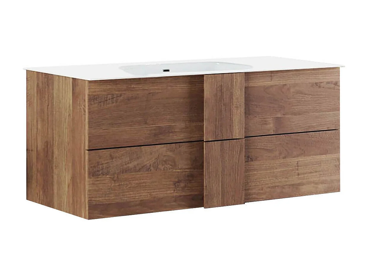 Meuble Vasque 101cm suspendu 2 tiroirs aspect bois finition Mercure - ZEUS