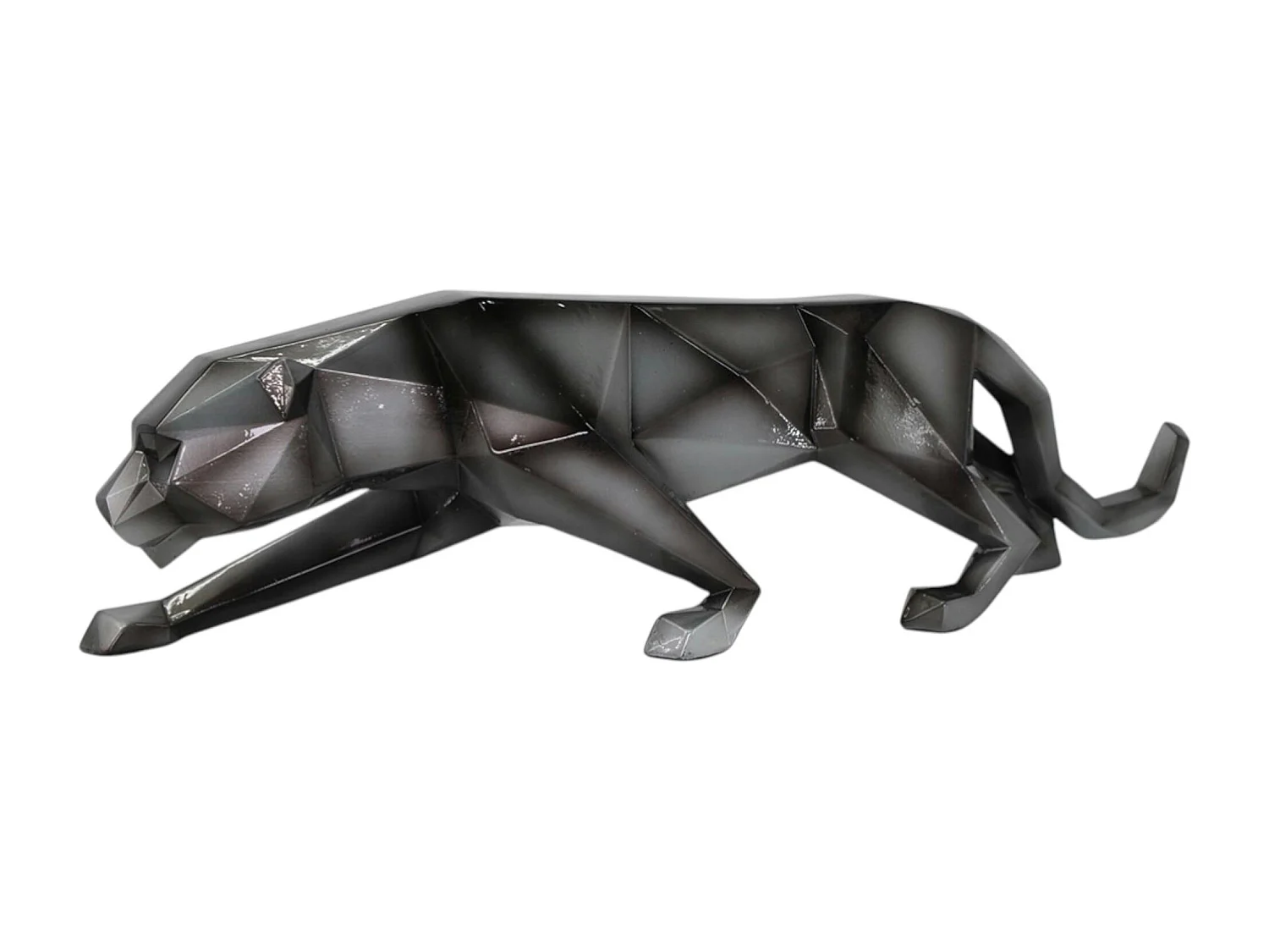 Sculpture moderne panthère gris anthracite 48 cm