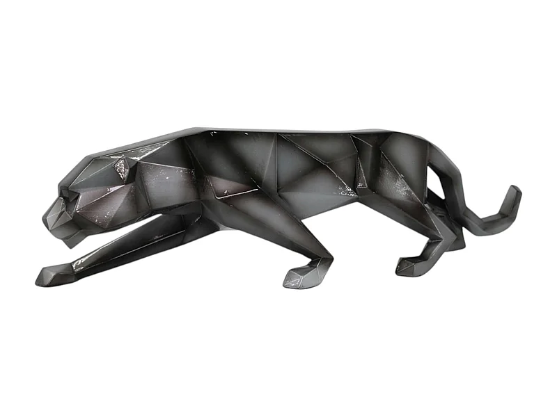 Sculpture moderne panthère gris anthracite 48 cm