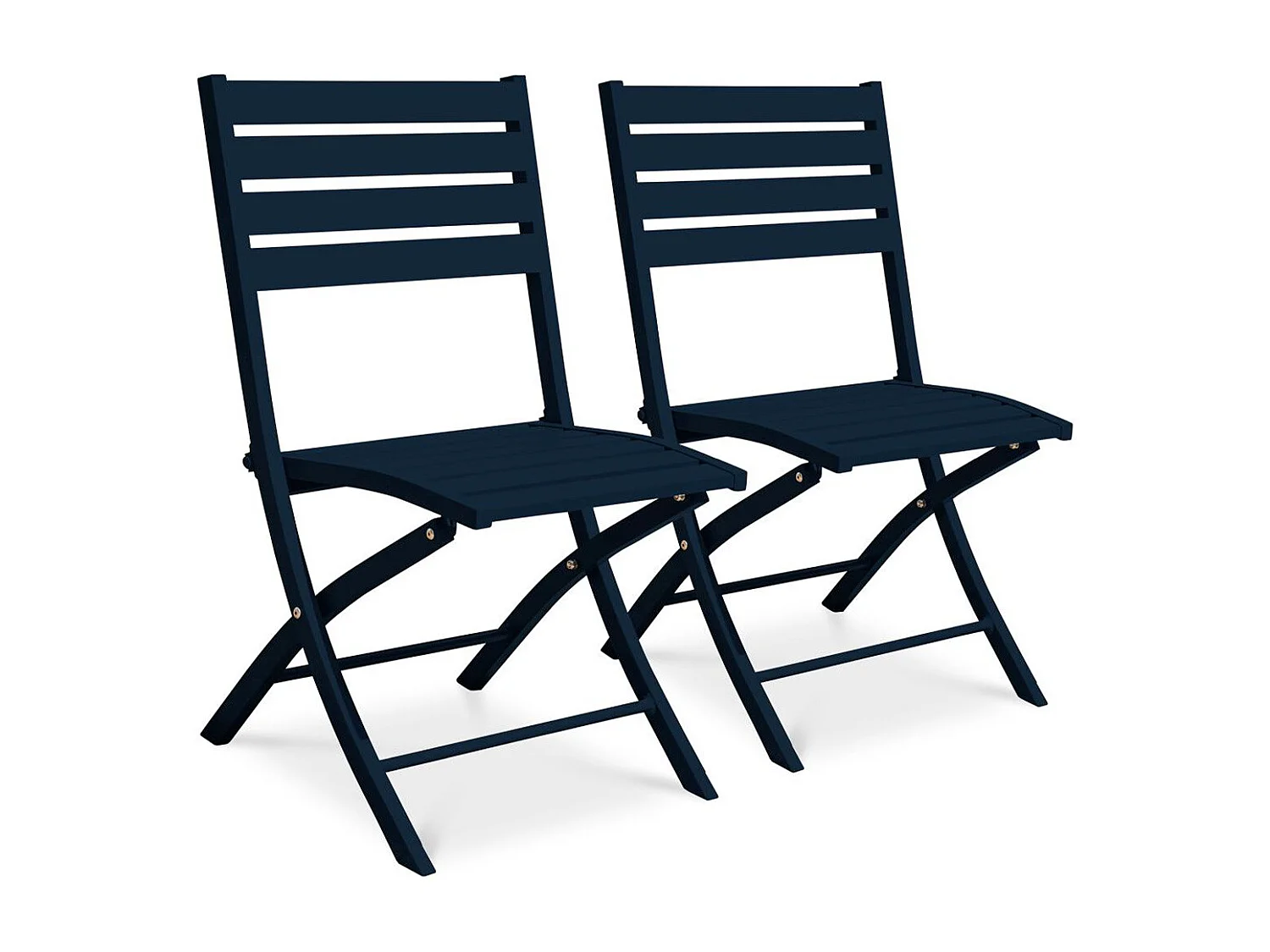 Lot de 2 Chaises de Jardin Pliantes "Marius" 82cm Bleu Marine