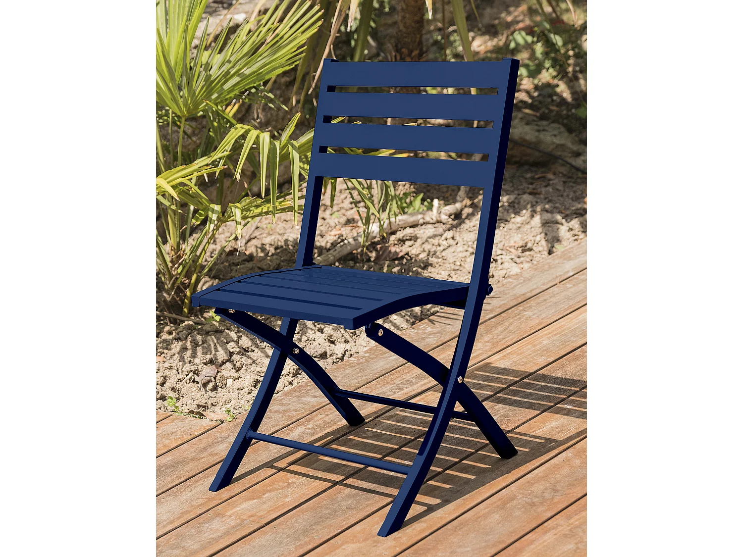 Lot de 2 Chaises de Jardin Pliantes "Marius" 82cm Bleu Marine
