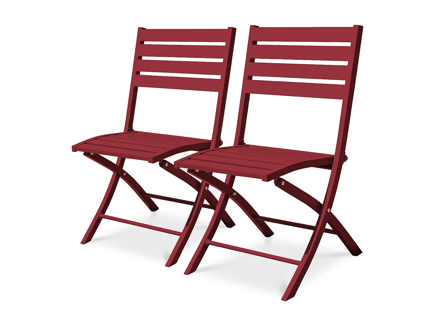 Set mit 2 karminroten Gartenstühlen aus Aluminium