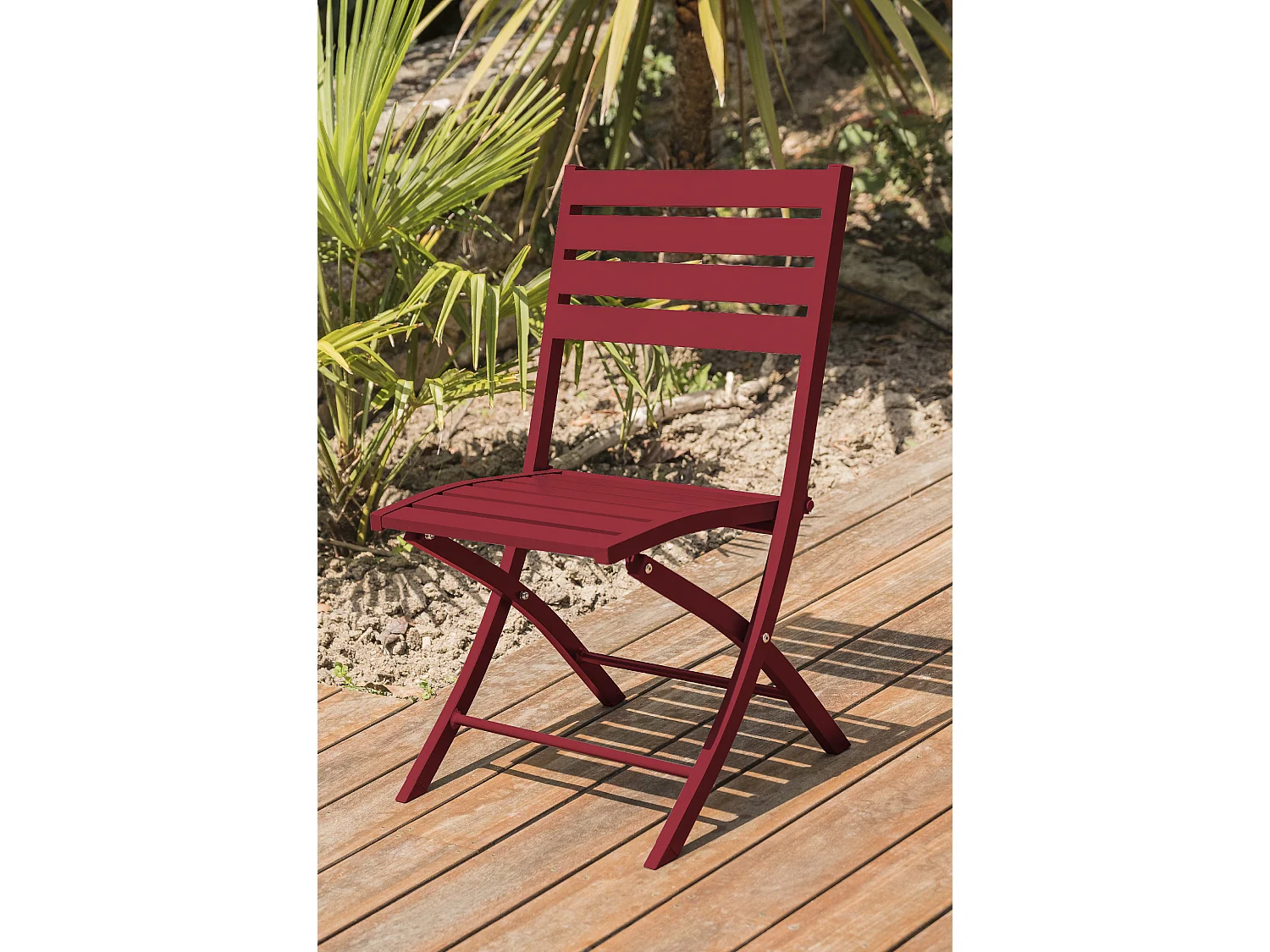 Lot de 2 Chaises de Jardin Pliantes "Marius" 82cm Rouge Carmin