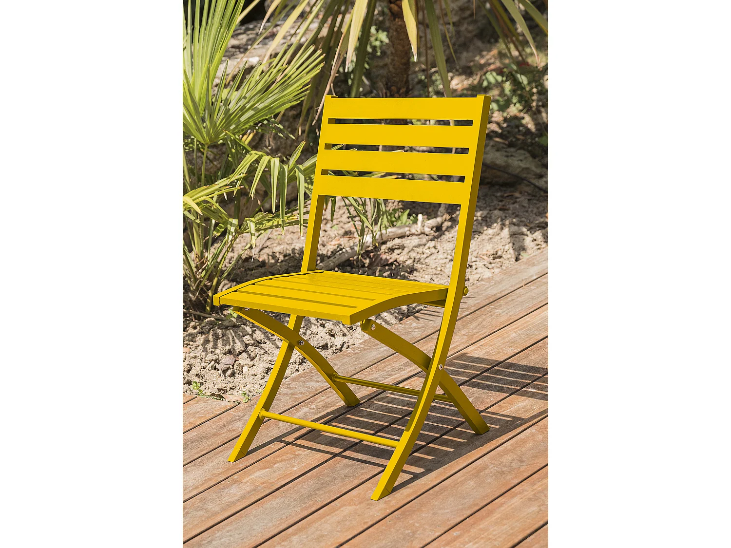 Set mit 2 senffarbenen Gartenstühlen aus Aluminium