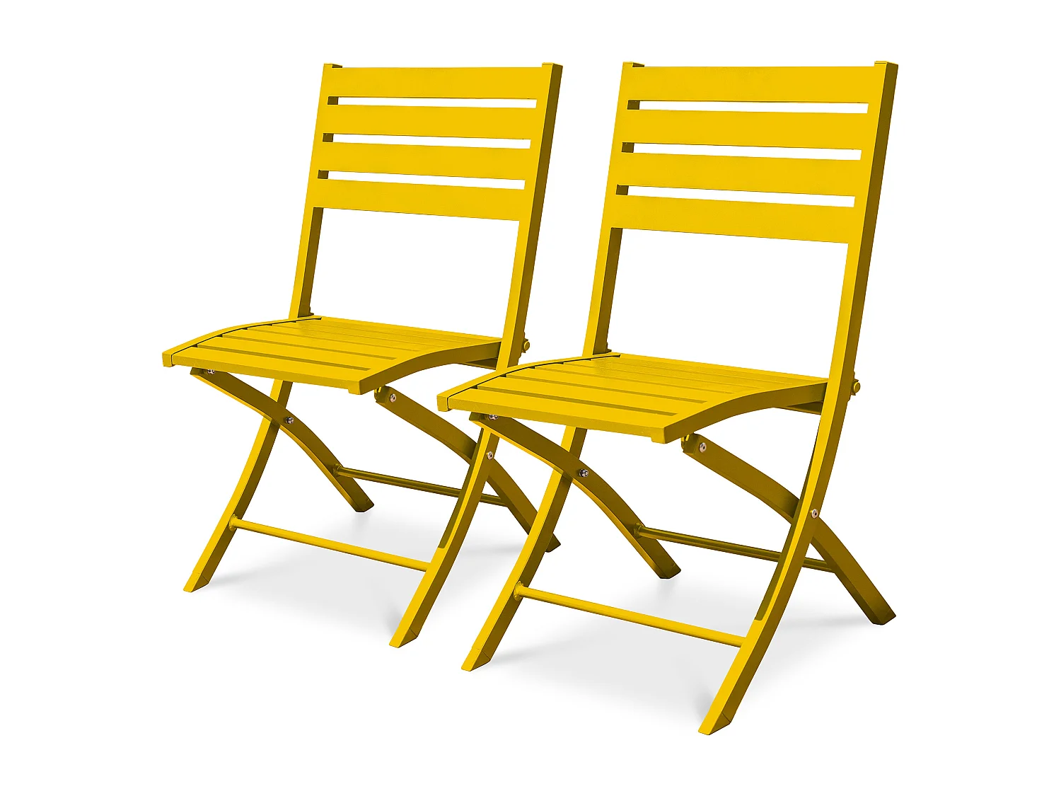 Set mit 2 senffarbenen Gartenstühlen aus Aluminium