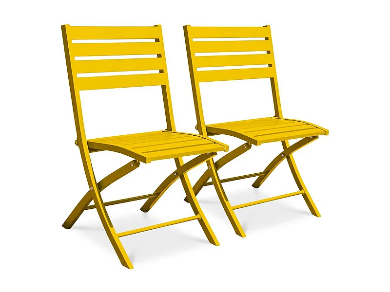 Lot de 2 Chaises de Jardin Pliantes "Marius" 82cm Moutarde