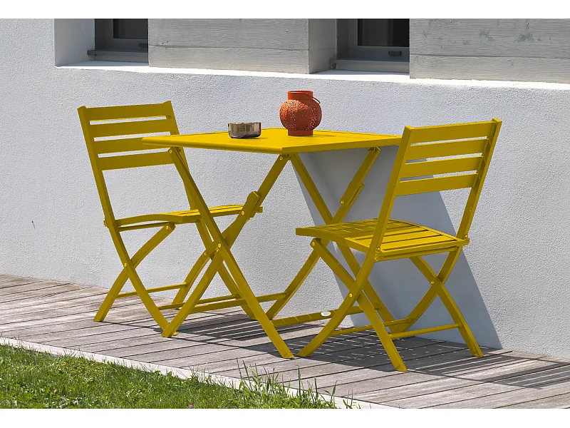 Lot de 2 Chaises de Jardin Pliantes "Marius" 82cm Moutarde
