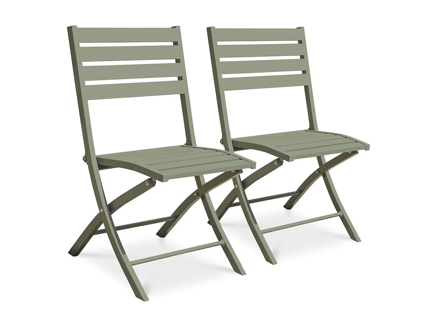 Lot de 2 Chaises de Jardin Pliantes "Marius" 82cm Kaki