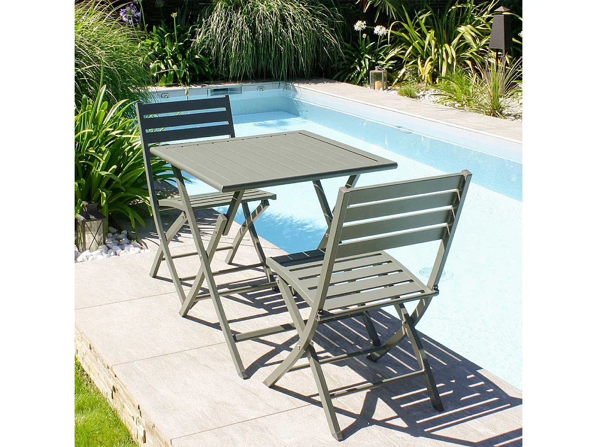 Lot de 2 Chaises de Jardin Pliantes "Marius" 82cm Kaki