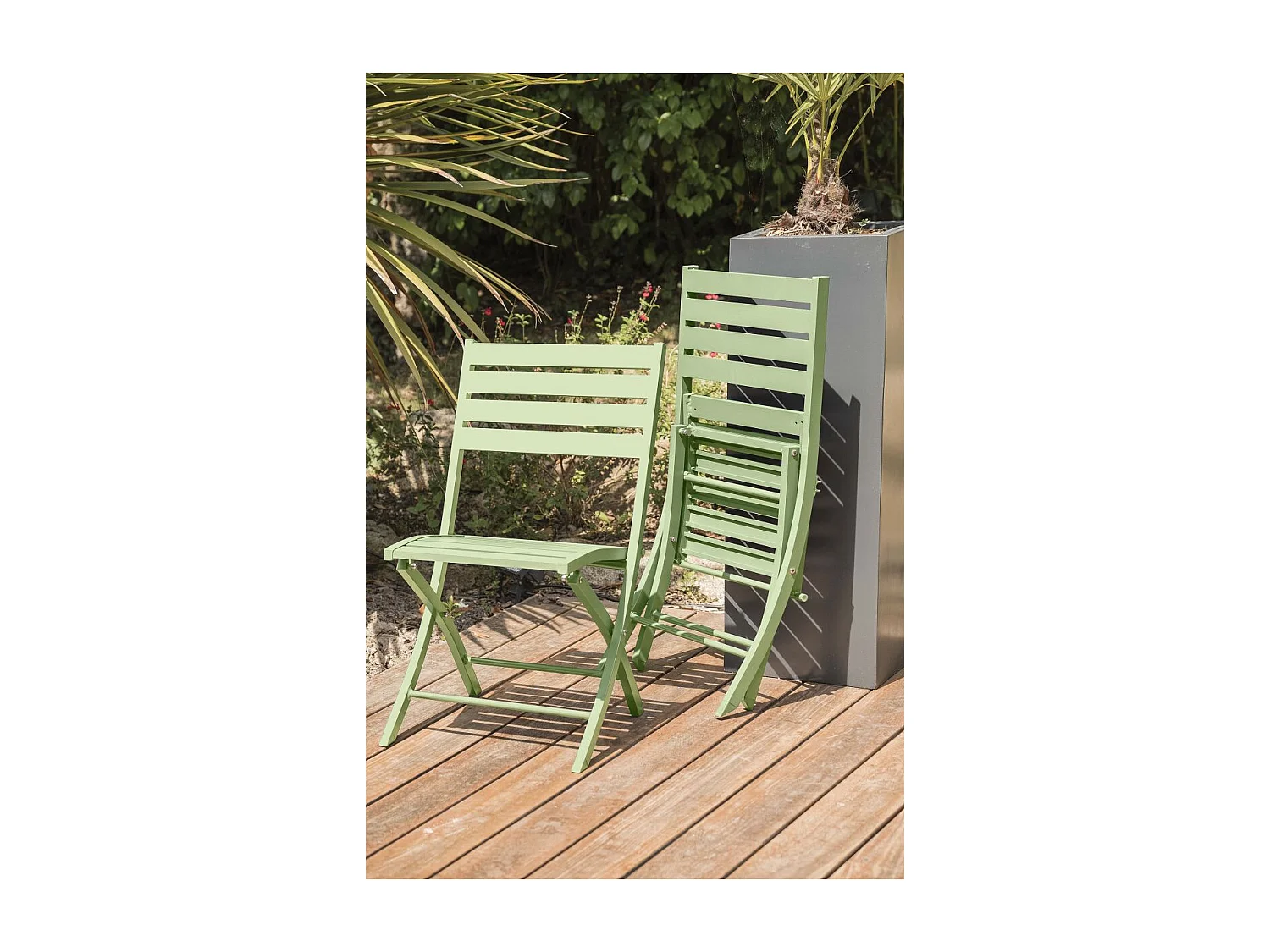 Lot de 2 Chaises de Jardin Pliantes "Marius" 82cm Vert Lagune