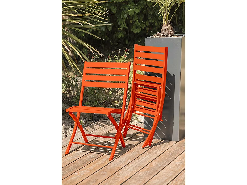 Lot de 2 Chaises de Jardin Pliantes "Marius" 82cm Orange