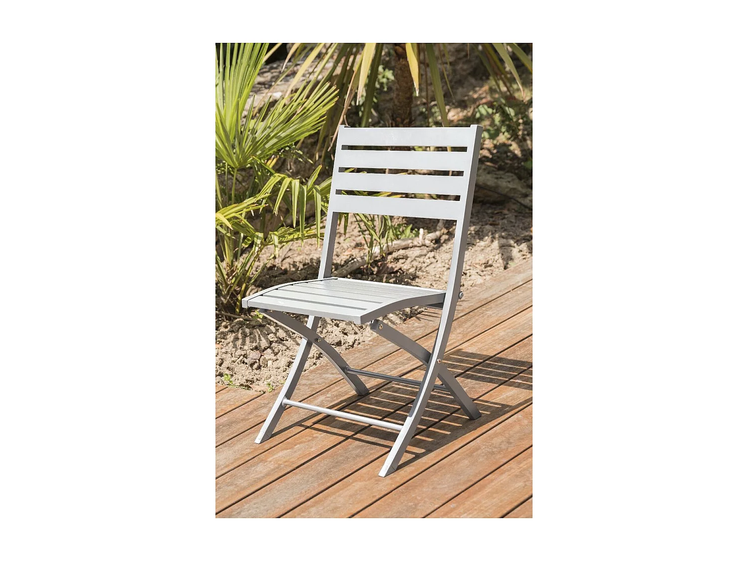 Lot de 2 Chaises de Jardin Pliantes "Marius" 82cm Gris