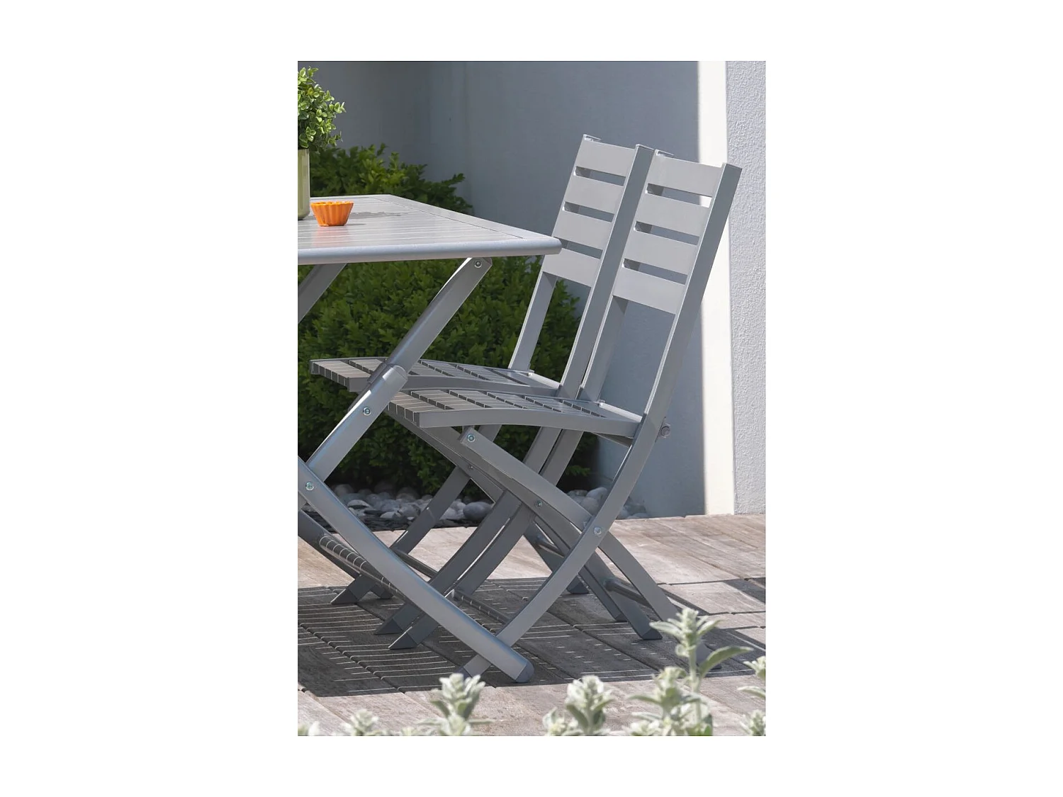 Lot de 2 Chaises de Jardin Pliantes "Marius" 82cm Gris