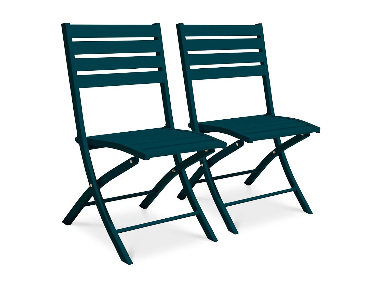 Lot de 2 Chaises de Jardin Pliantes "Marius" 82cm Bleu Canard