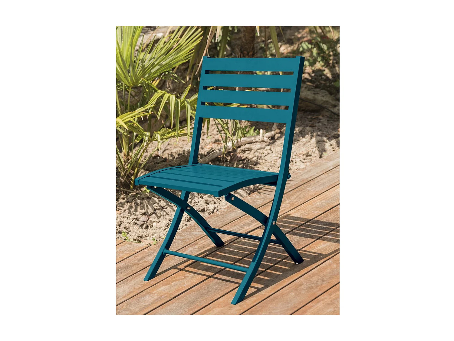 Lot de 2 Chaises de Jardin Pliantes "Marius" 82cm Bleu Canard
