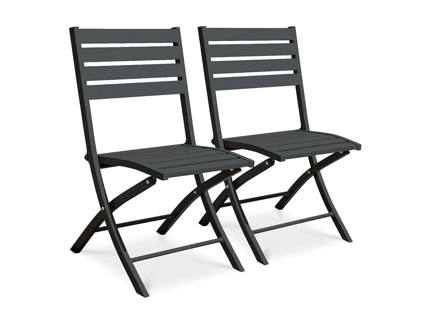 Lot de 2 Chaises de Jardin Pliantes "Marius" 82cm Gris Anthracite