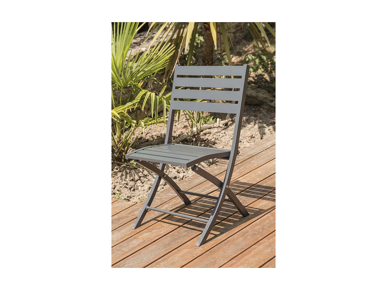 Lot de 2 Chaises de Jardin Pliantes "Marius" 82cm Gris Anthracite