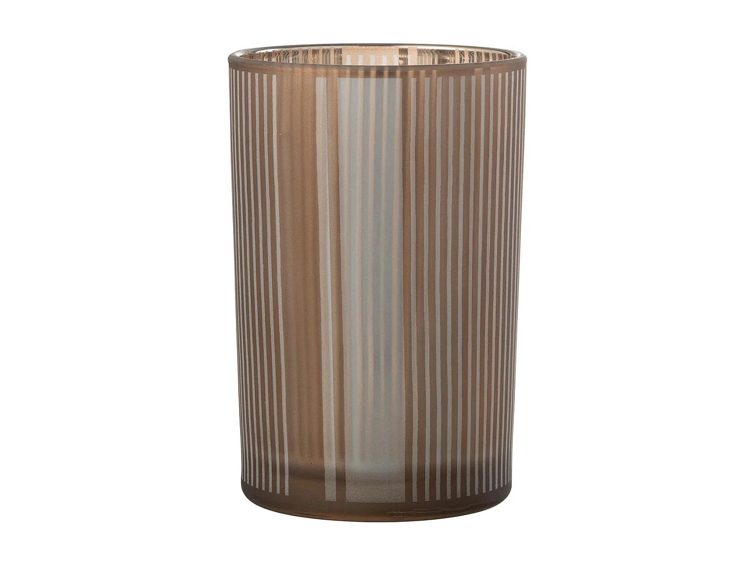 Photophore Déco en Verre Mat "Lignes" 18cm Marron