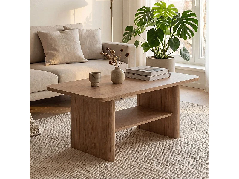 Table basse 1 niche effet bois 90 cm - Luis