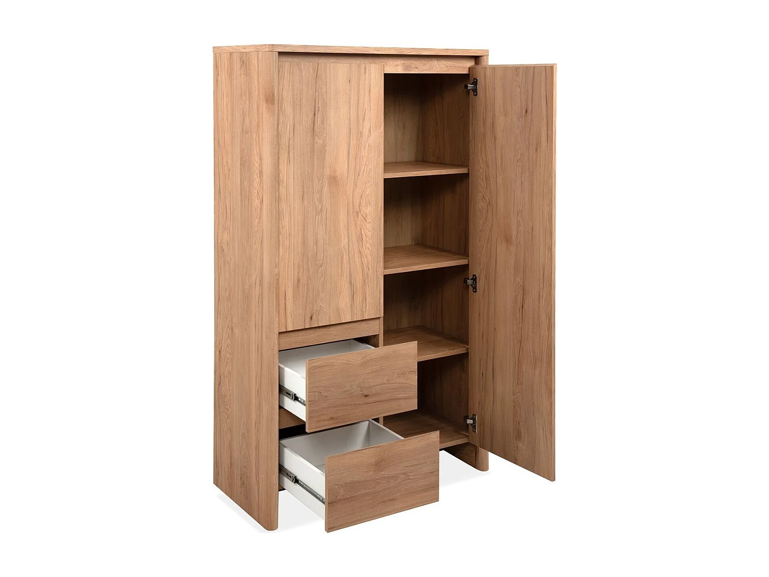 Buffet 2 portes 2 tiroirs effet bois 86 cm - Luis