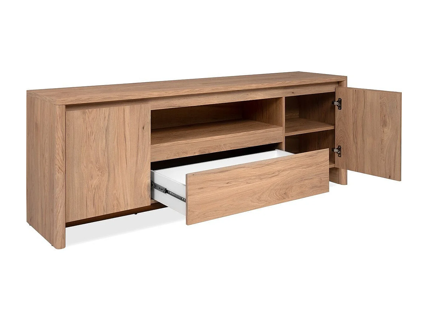 Meuble TV 2 portes 1 tiroir effet bois 163 cm - Luis