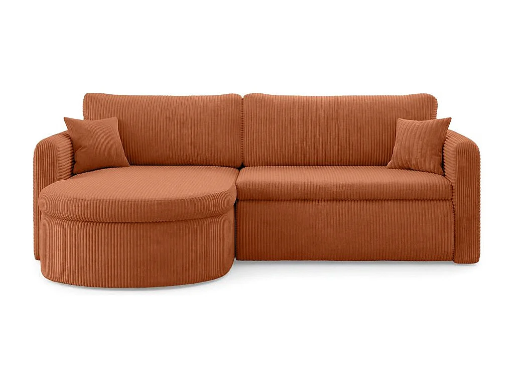 Canapé d'angle reversible convertible 4 places VERA en velours cotelé - Terracotta