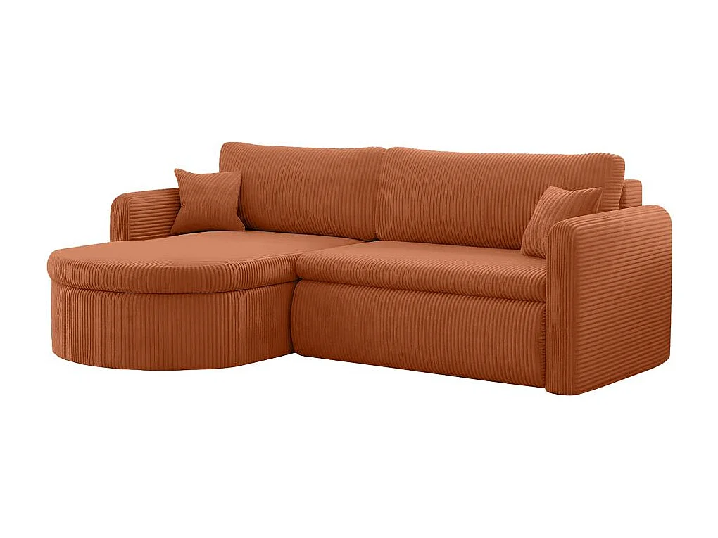 Canapé d'angle reversible convertible 4 places VERA en velours cotelé - Terracotta