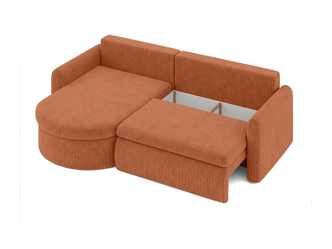 Canapé d'angle reversible convertible 4 places VERA en velours cotelé - Terracotta