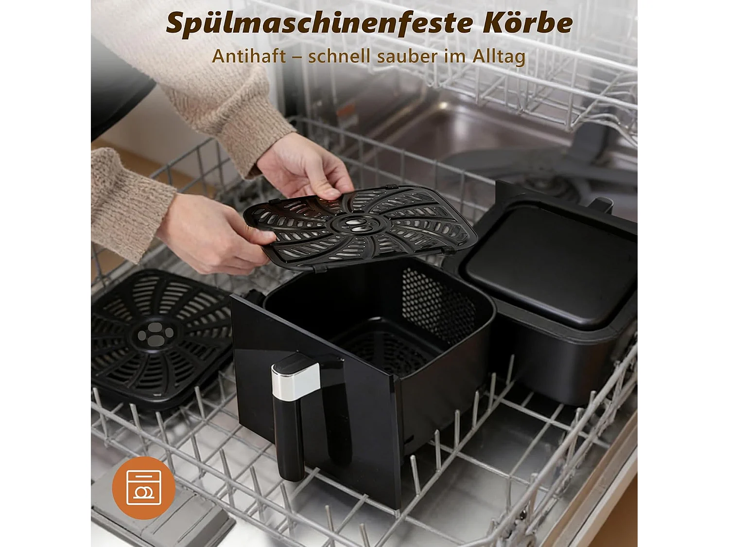 Nettlife 2-Kammer-Heißluftfritteuse (11 l), 13-in-1, zwei übereinanderliegende Kochzonen, 2800 W, Touchscreen, Timer, spülmaschinenfeste Körbe