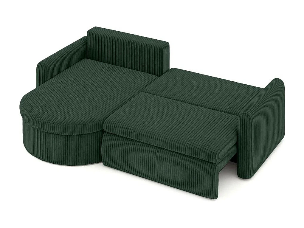 Canapé d'angle reversible convertible 4 places VERA en velours cotelé - Vert foncé