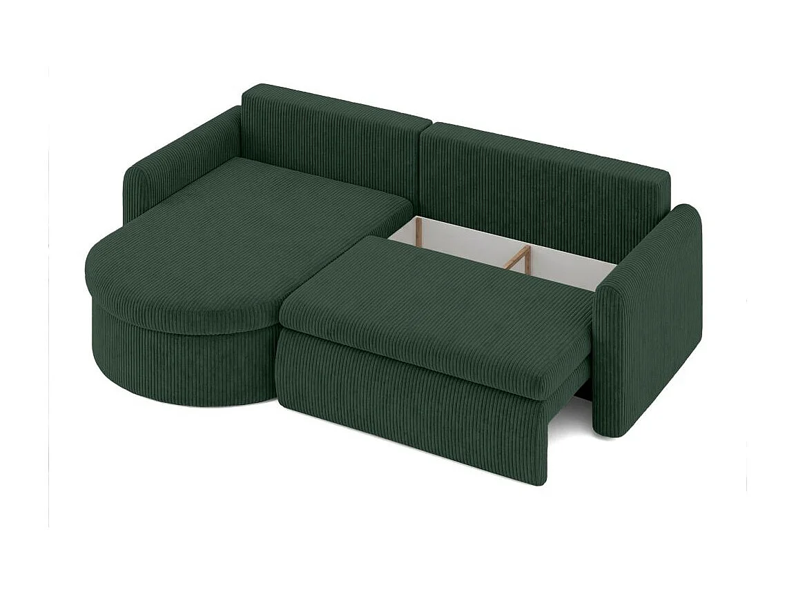 Canapé d'angle reversible convertible 4 places VERA en velours cotelé - Vert foncé
