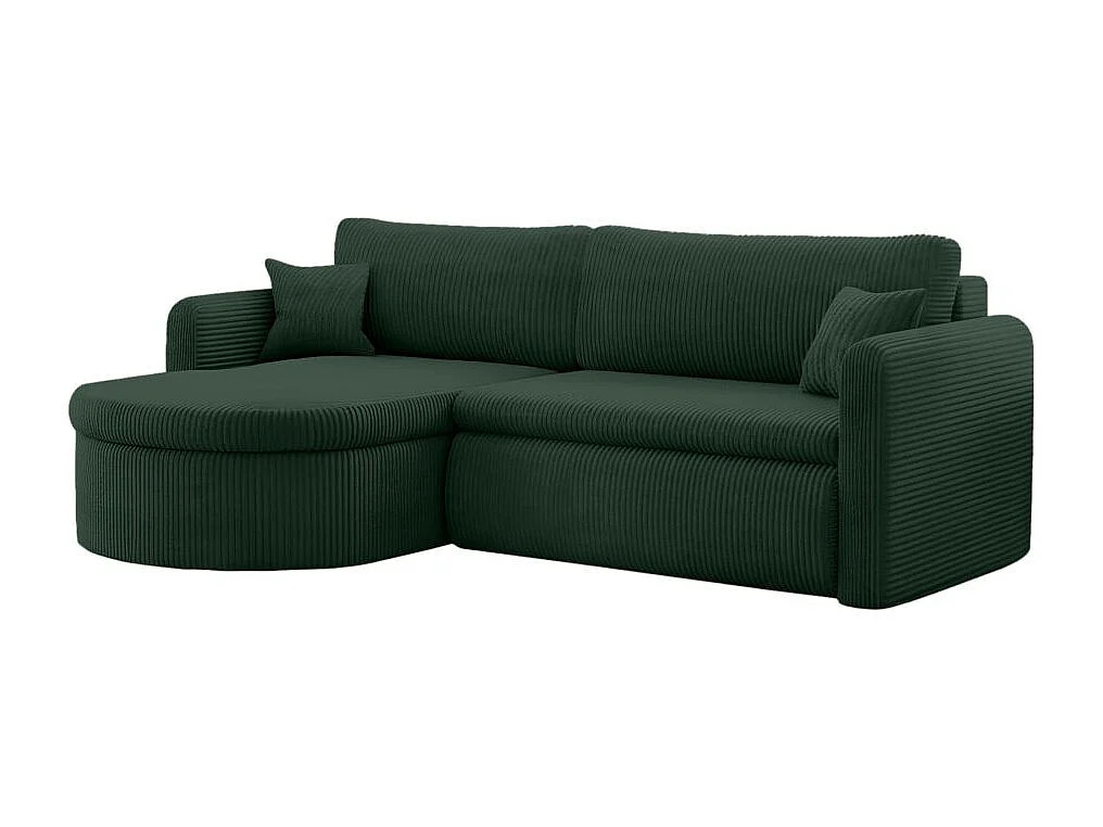 Canapé d'angle reversible convertible 4 places VERA en velours cotelé - Vert foncé