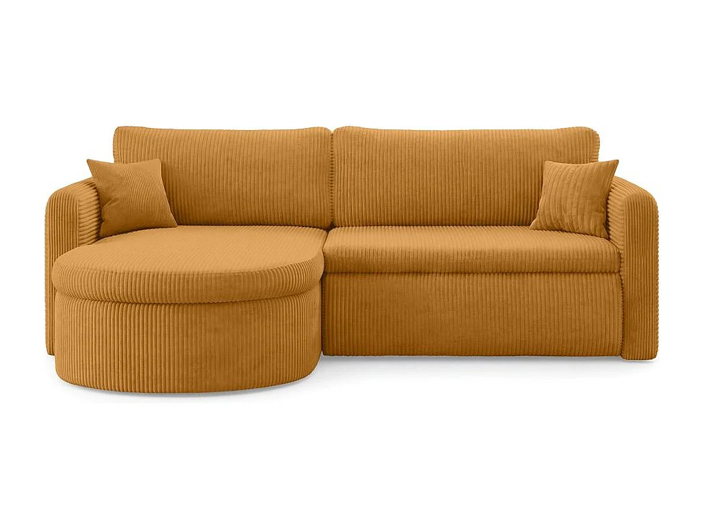 Canapé d'angle reversible convertible 4 places VERA en velours cotelé - Jaune