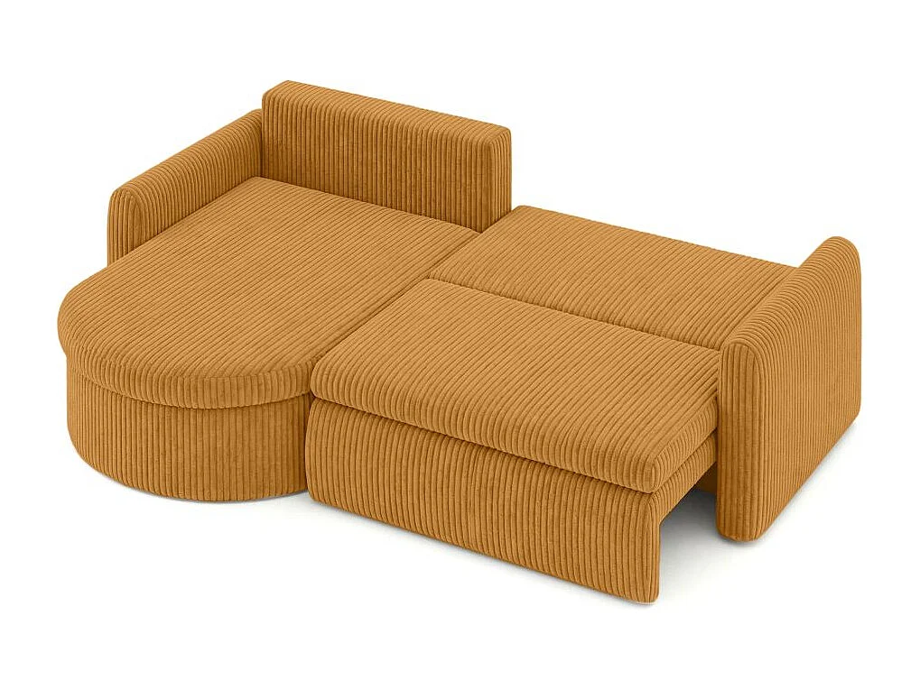 Canapé d'angle reversible convertible 4 places VERA en velours cotelé - Jaune