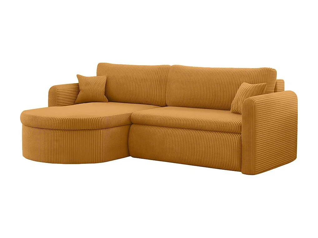 Canapé d'angle reversible convertible 4 places VERA en velours cotelé - Jaune