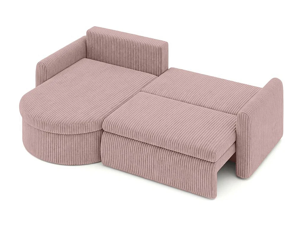 Canapé d'angle reversible convertible 4 places VERA en velours cotelé - Rose