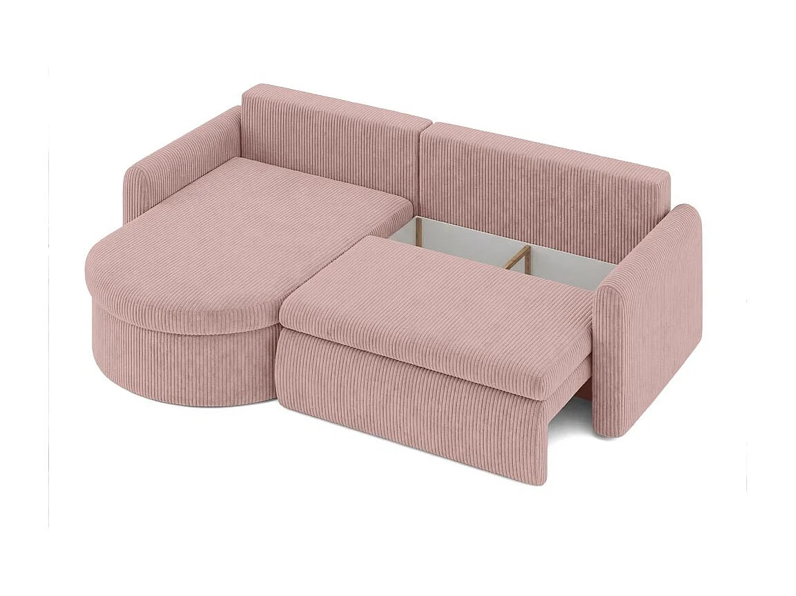 Canapé d'angle reversible convertible 4 places VERA en velours cotelé - Rose