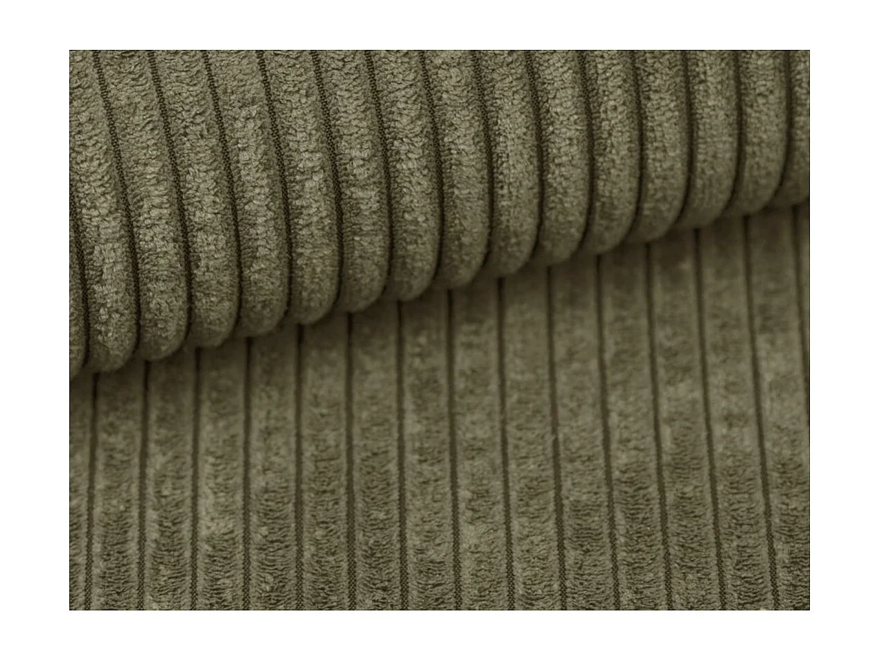 Canapé d'angle reversible convertible 4 places VERA en velours cotelé - Vert kaki