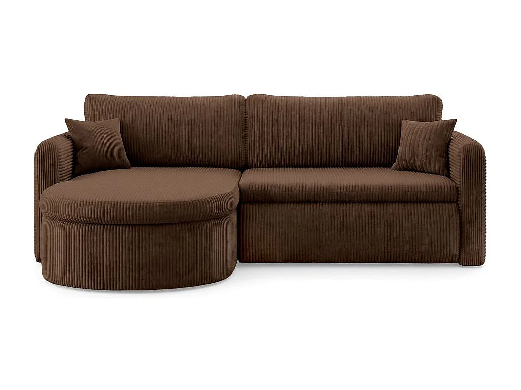 Canapé d'angle reversible convertible 4 places VERA en velours cotelé - Marron