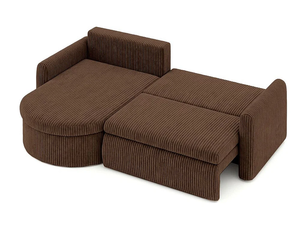 Canapé d'angle reversible convertible 4 places VERA en velours cotelé - Marron