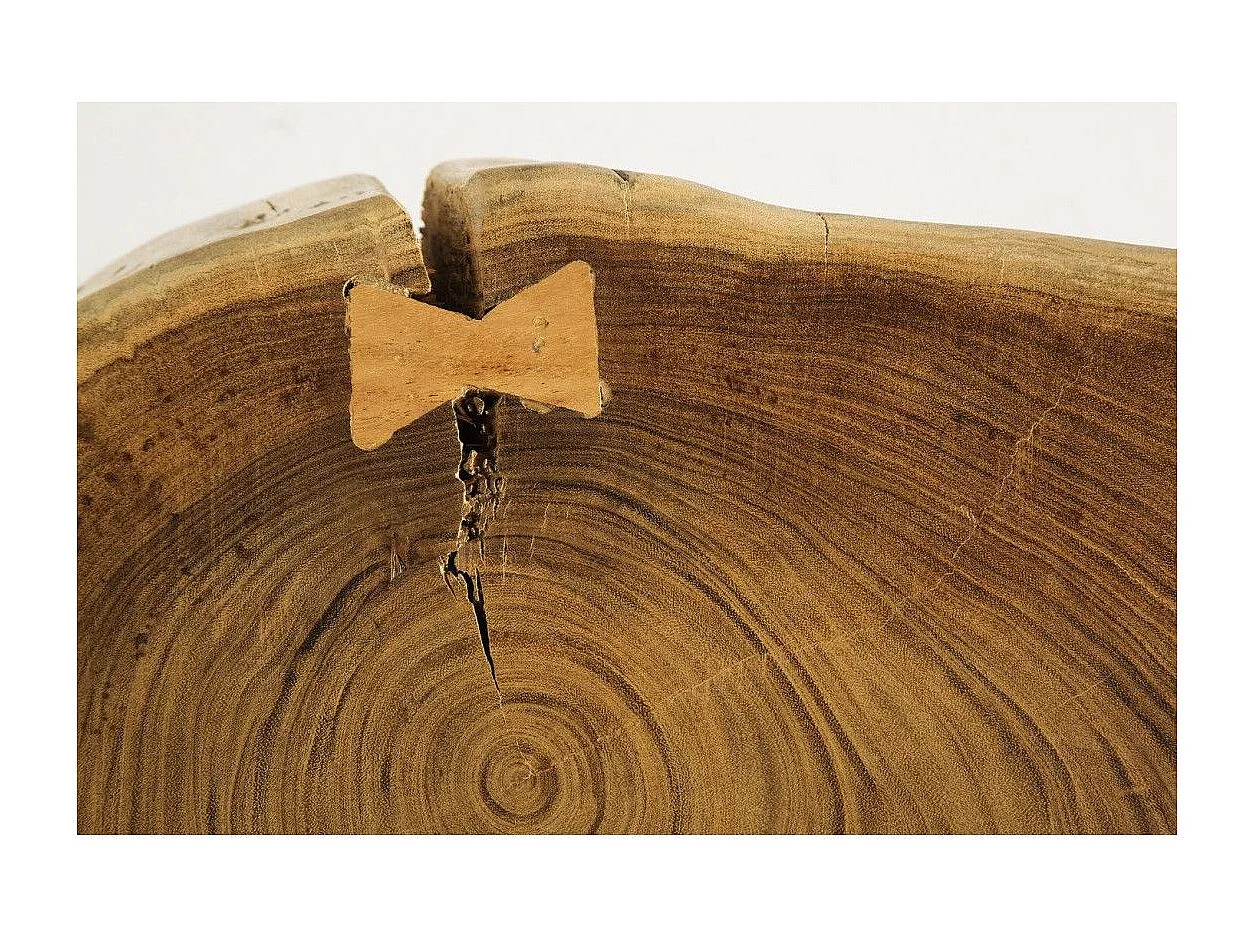 Table basse NOMA asymétrique 60 cm en bois massif d'acacia – Table basse design avec pieds en métal