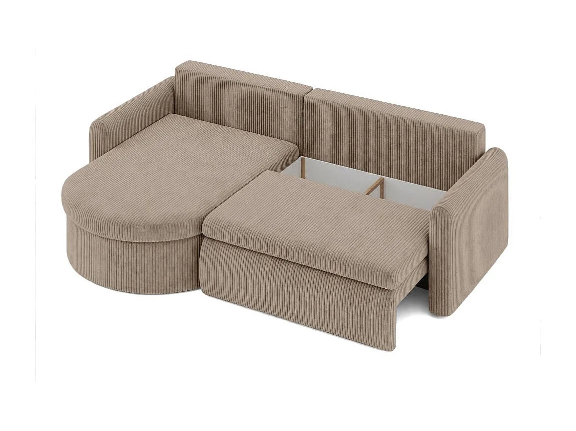 Canapé d'angle reversible convertible 4 places VERA en velours cotelé - Taupe