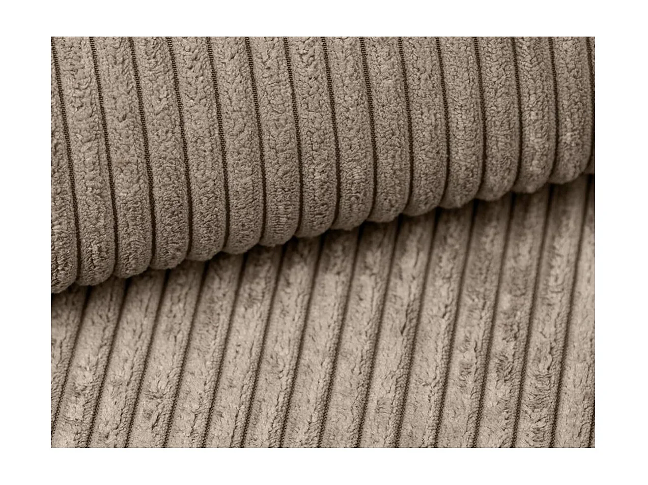 Canapé d'angle reversible convertible 4 places VERA en velours cotelé - Taupe