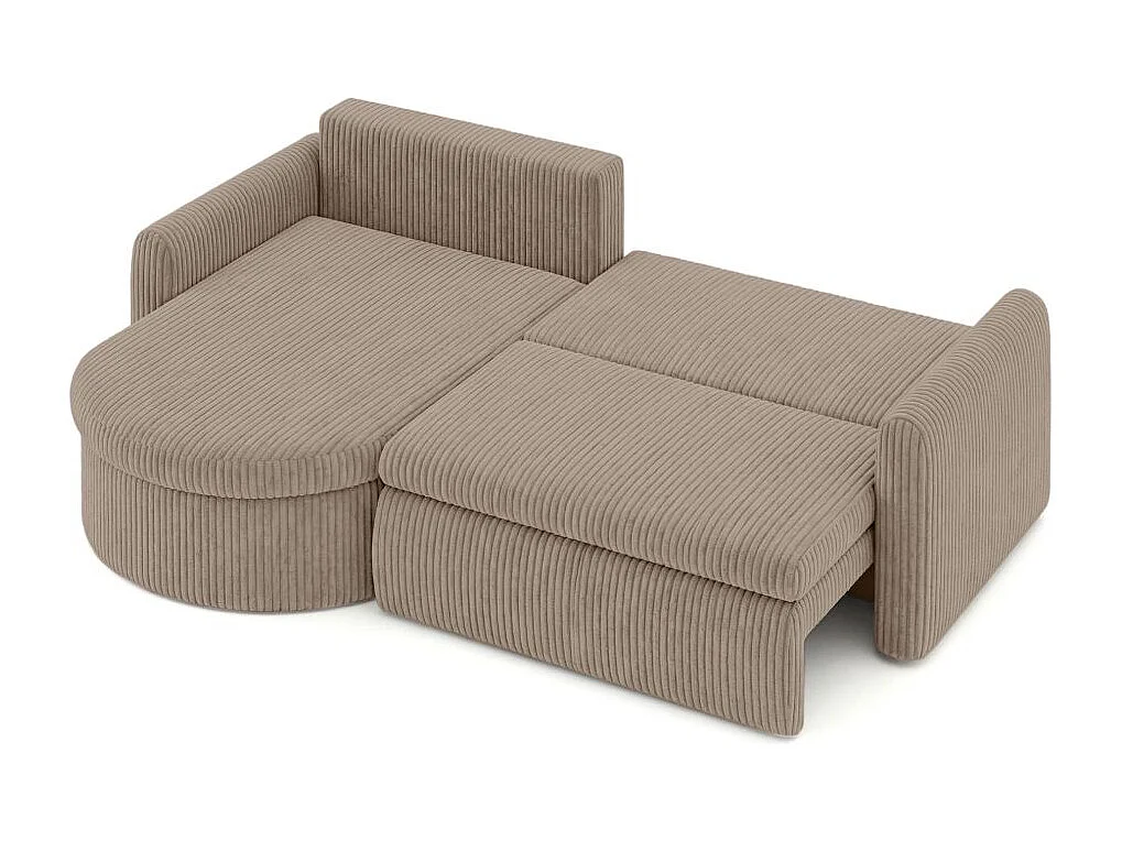 Canapé d'angle reversible convertible 4 places VERA en velours cotelé - Taupe